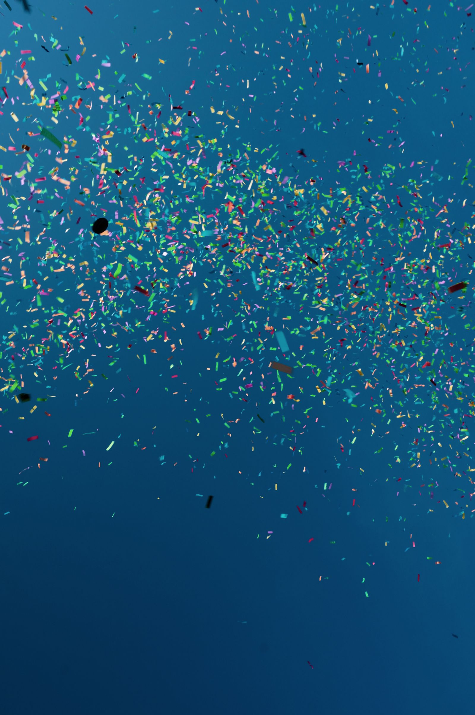 Confetti filling the air at a celebration