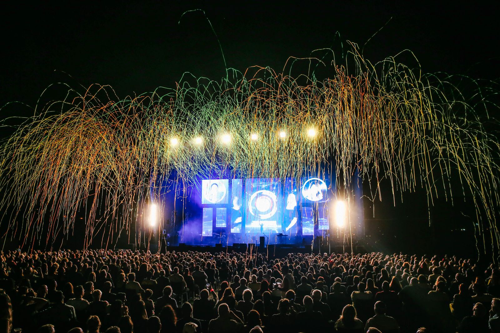 Stage haze catching coloured lighting beams